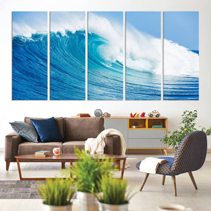 Ocean Wave Canvas Wall Art Print – Large Coastal Ocean Wave