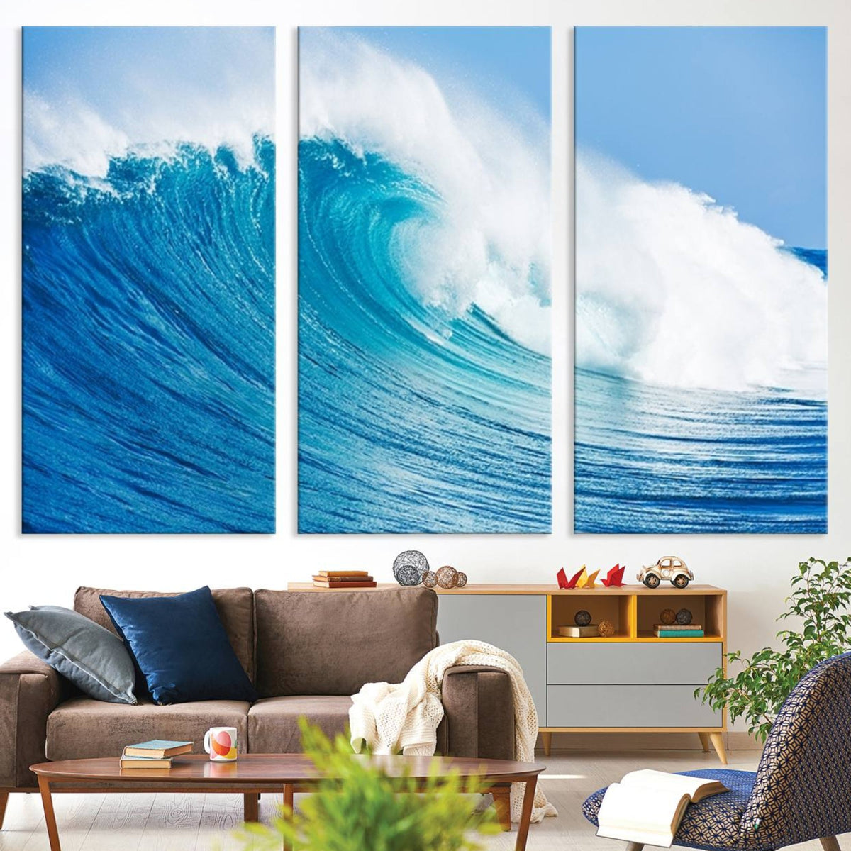 Ocean Wave Canvas Wall Art Print – Large Coastal Ocean Wave