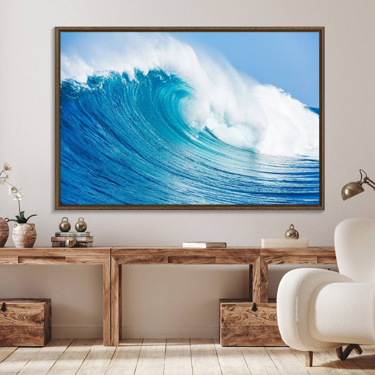 Ocean Wave Canvas Wall Art Print – Large Coastal Ocean Wave