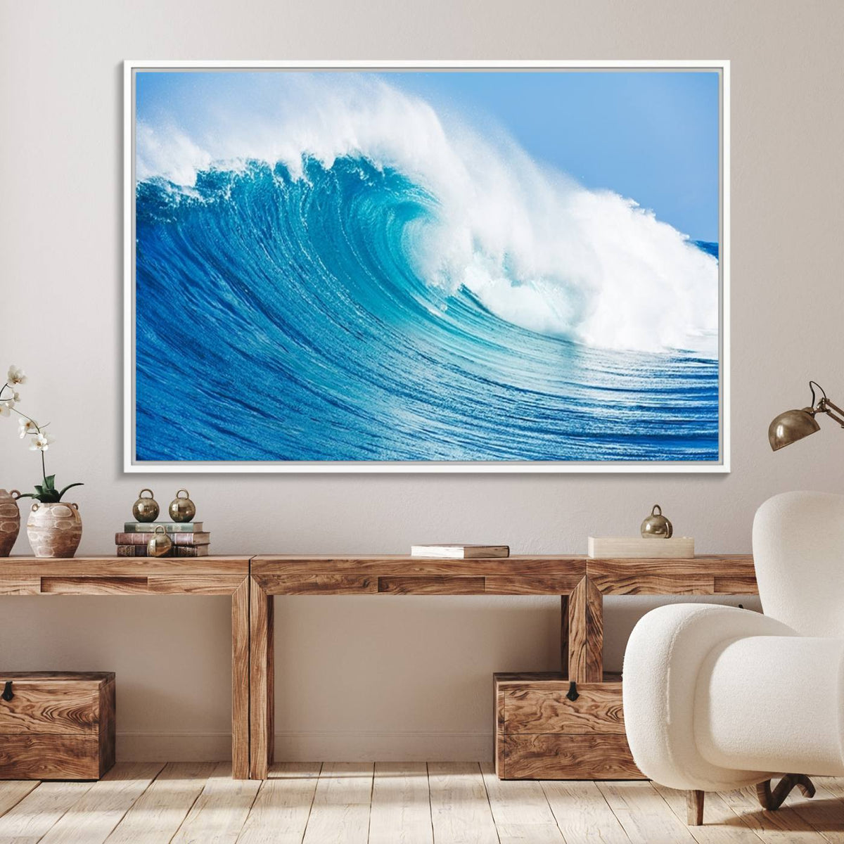 Ocean Wave Canvas Wall Art Print – Large Coastal Ocean Wave