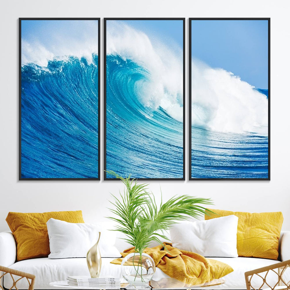 Ocean Wave Canvas Wall Art Print – Large Coastal Ocean Wave