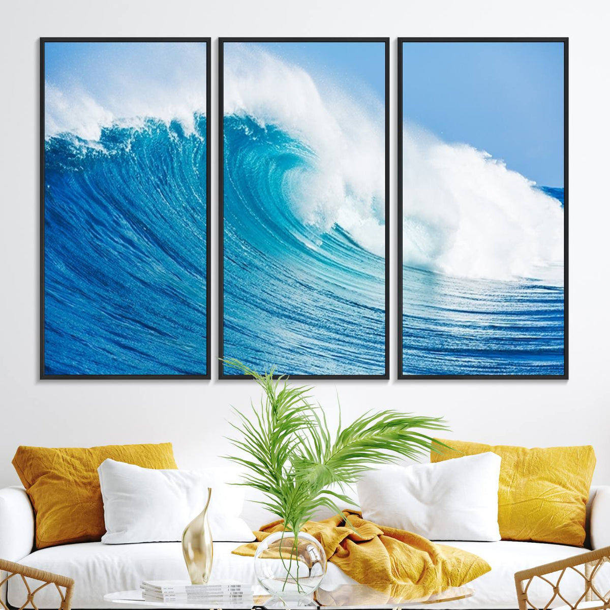 Ocean Wave Canvas Wall Art Print – Large Coastal Ocean Wave