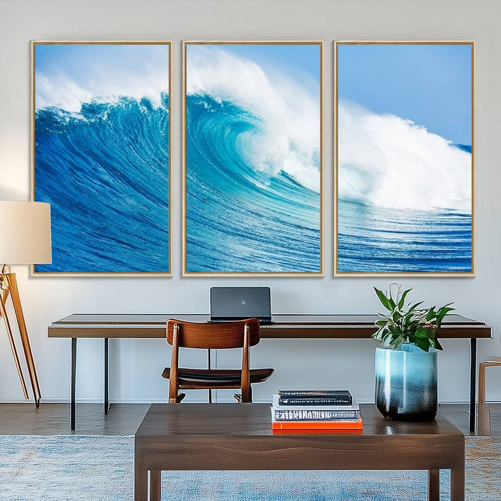Ocean Wave Canvas Wall Art Print – Large Coastal Ocean Wave