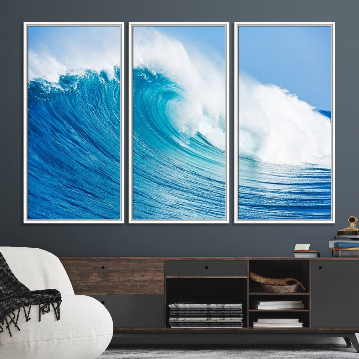 Ocean Wave Canvas Wall Art Print – Large Coastal Ocean Wave
