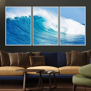 Ocean Wave Canvas Wall Art Print – Large Coastal Ocean Wave