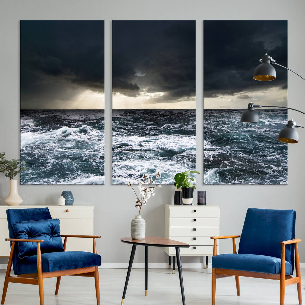Ocean and Storm Canvas Art Print Hanging Print Ocean