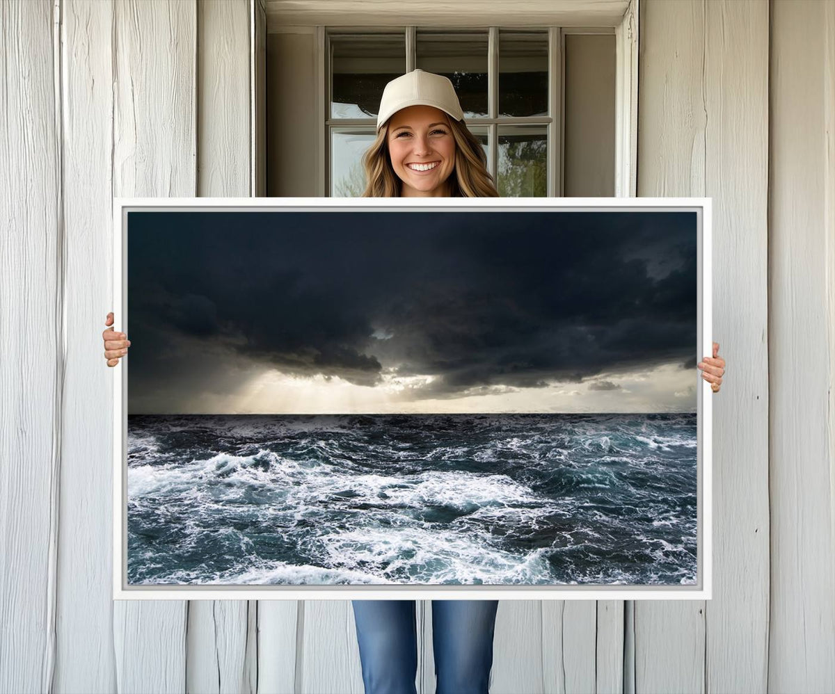 Ocean and Storm Canvas Art Print Hanging Print Ocean