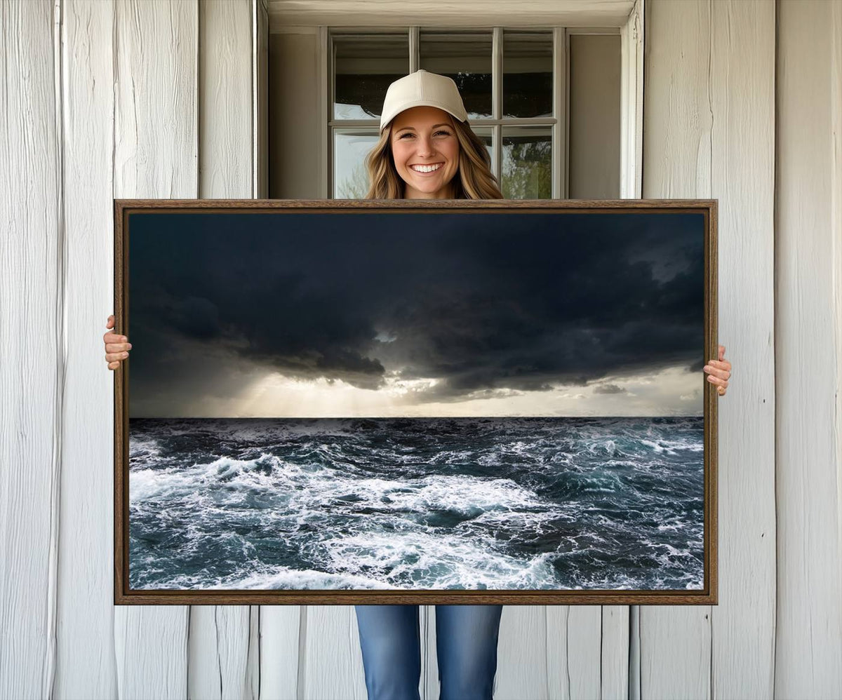 Ocean and Storm Canvas Art Print Hanging Print Ocean