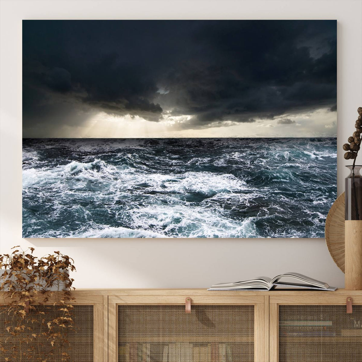 Ocean and Storm Canvas Art Print Hanging Print Ocean