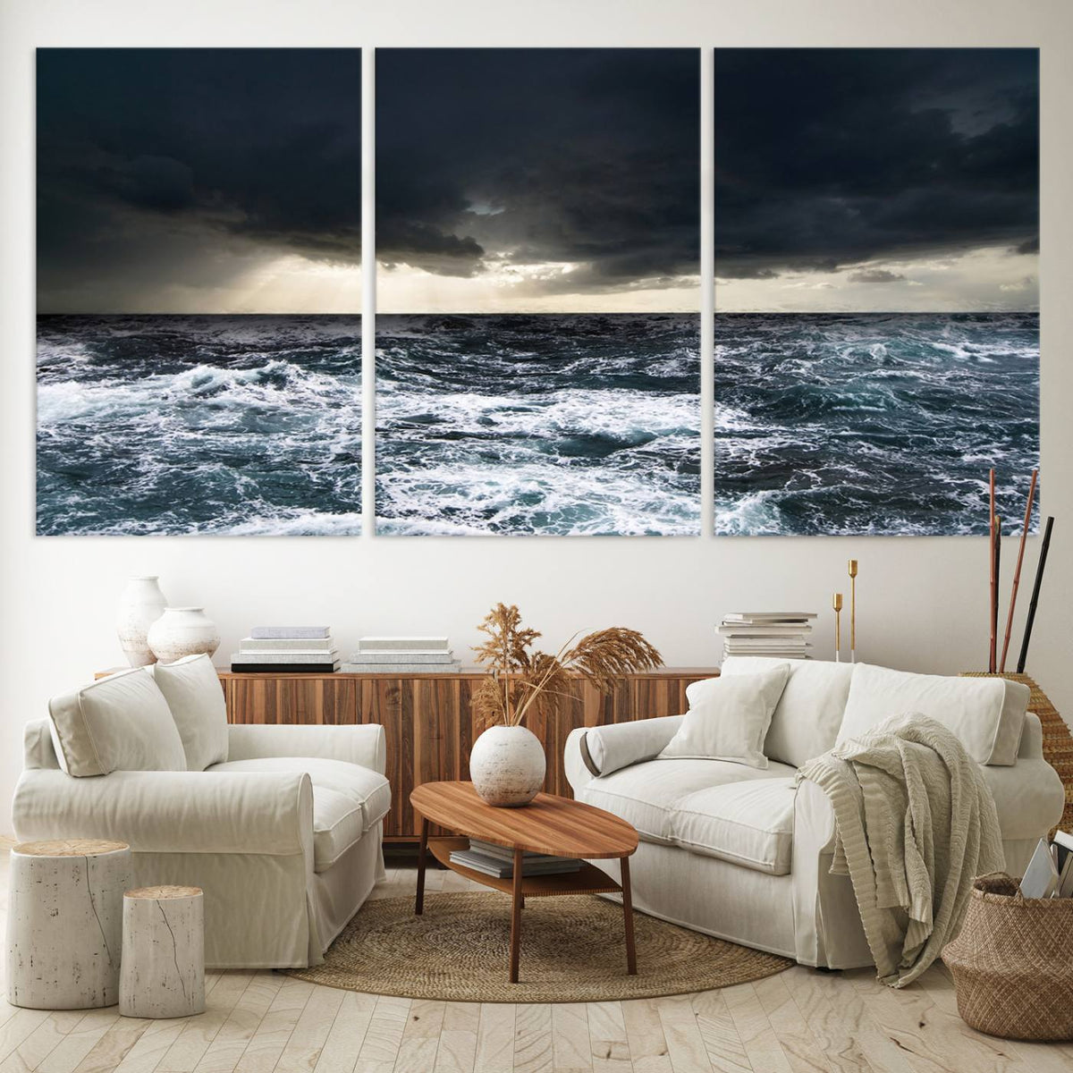 Ocean and Storm Canvas Art Print Hanging Print Ocean