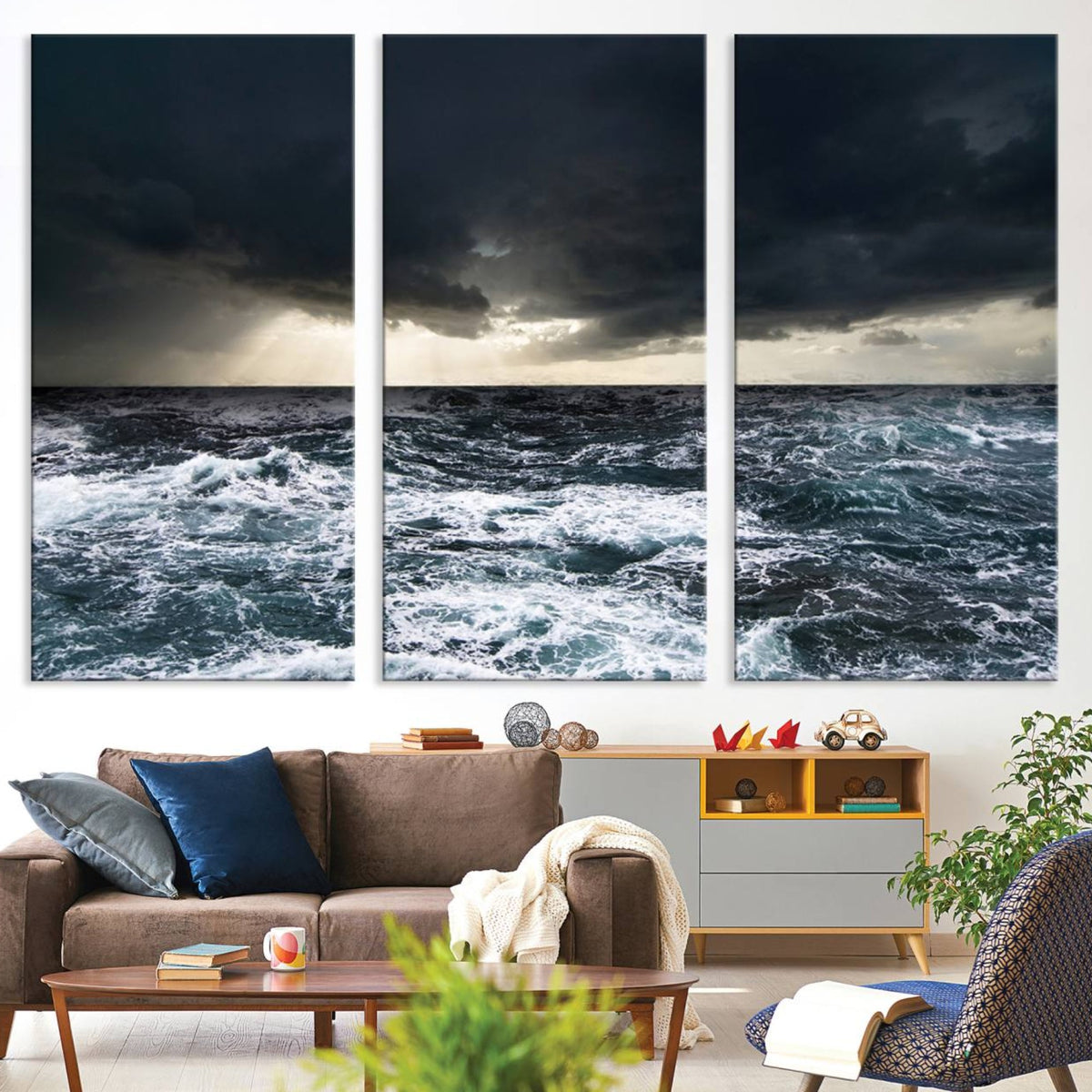 Ocean and Storm Canvas Art Print Hanging Print Ocean