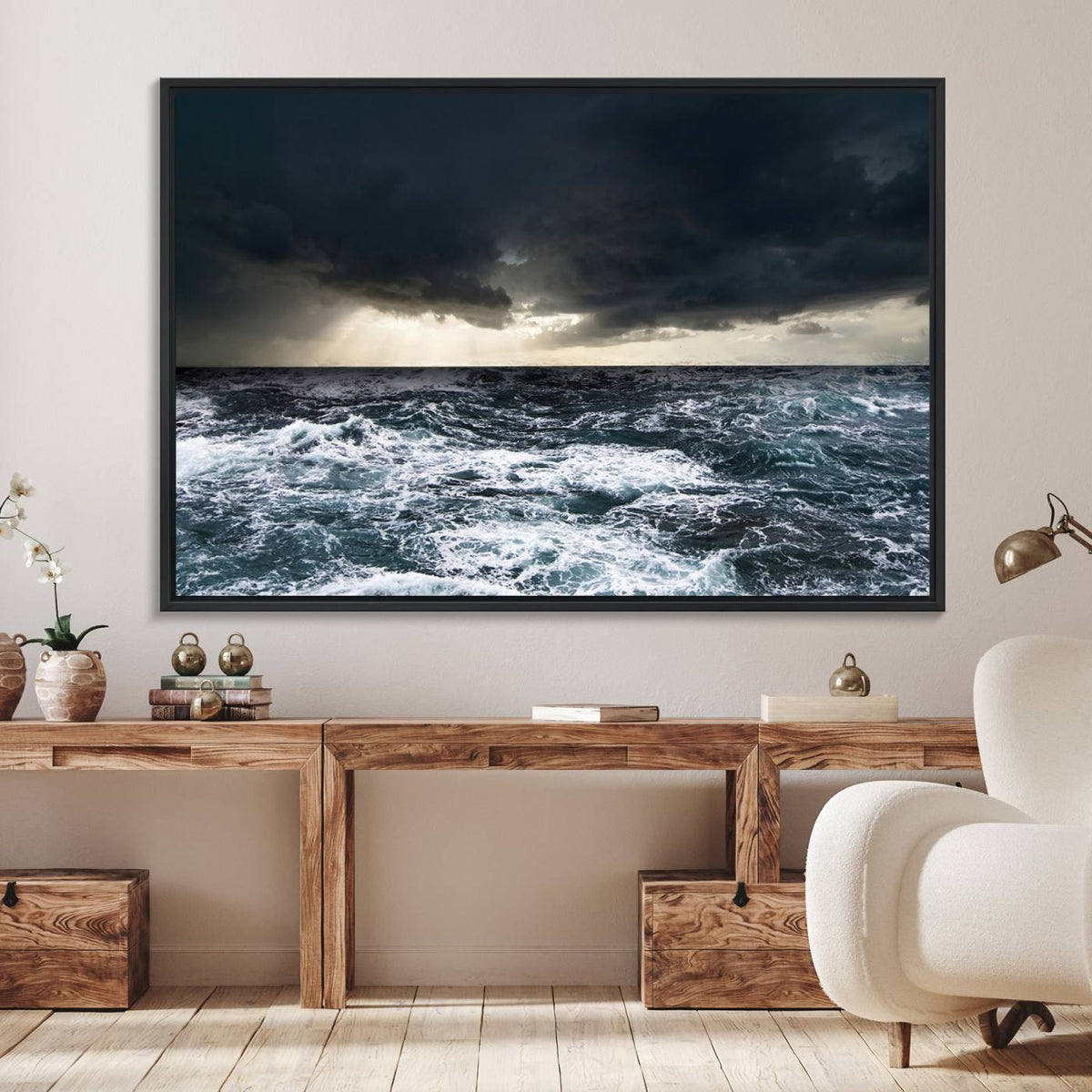 Ocean and Storm Canvas Art Print Hanging Print Ocean