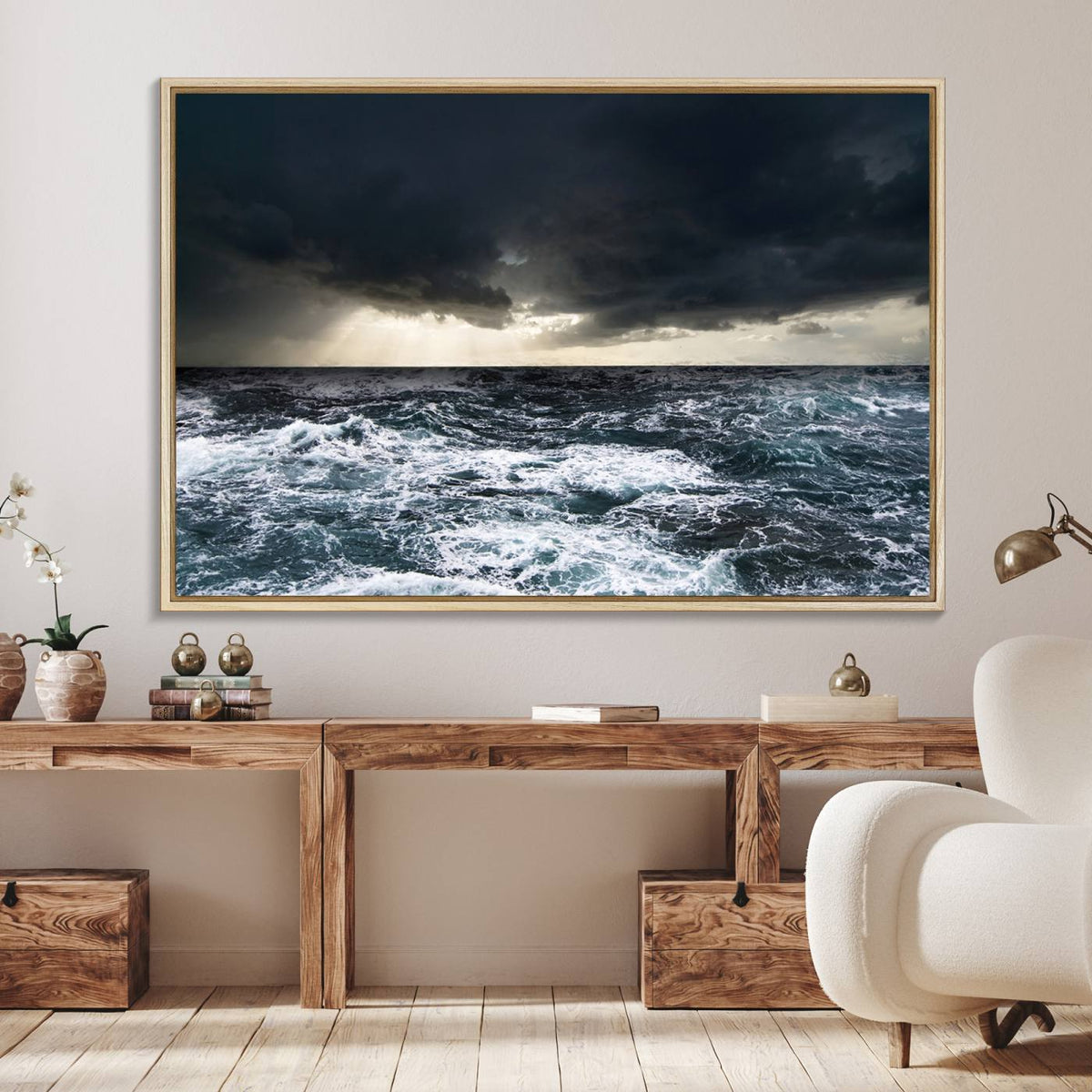 Ocean and Storm Canvas Art Print Hanging Print Ocean
