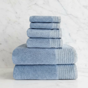 Bamboo Cotton Spa Towel Set - Viscose from Bamboo + Cotton - 6pc Set - Ocean by BedVoyage