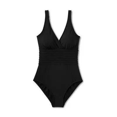Aqua Green Women's Deep V-Neck One Piece Swimsuit UPF 50 Tummy Control