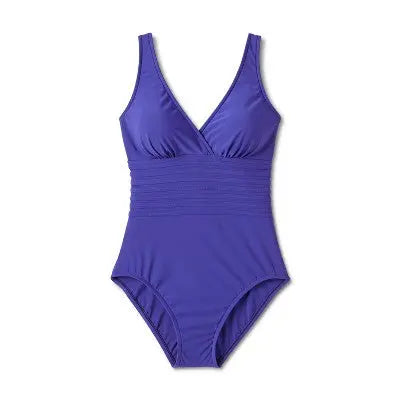 Aqua Green Women's Deep V-Neck One Piece Swimsuit UPF 50 Tummy Control