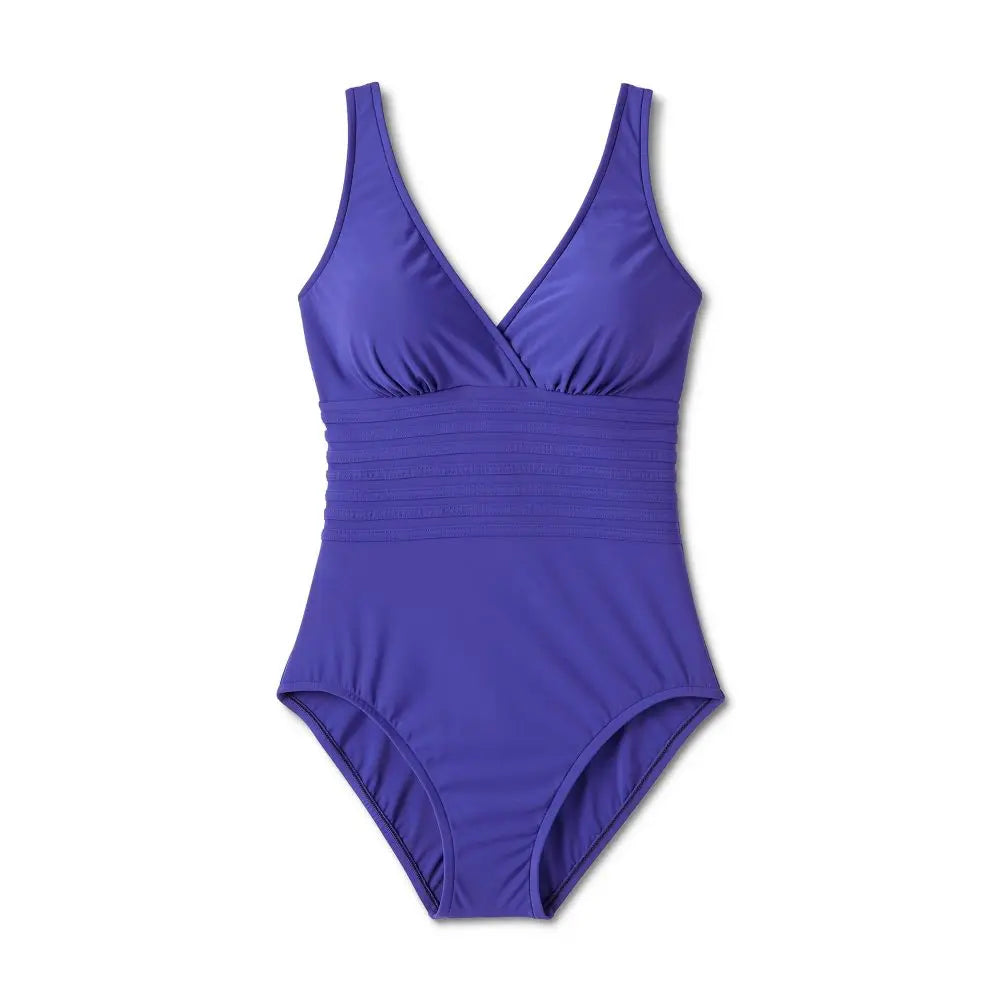Aqua Green Women's Deep V-Neck One Piece Swimsuit UPF 50 Tummy Control