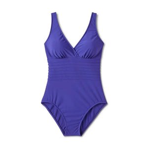 Aqua Green Women's Deep V-Neck One Piece Swimsuit UPF 50 Tummy Control