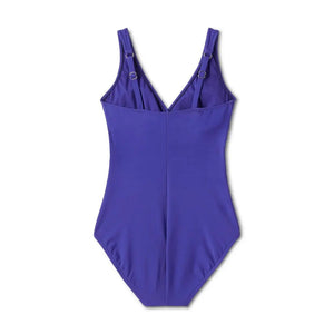 Aqua Green Women's Deep V-Neck One Piece Swimsuit UPF 50 Tummy Control