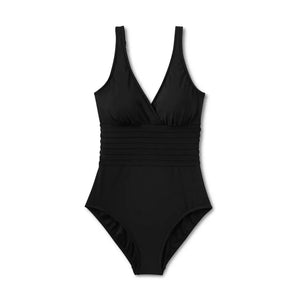 Aqua Green Women's Deep V-Neck One Piece Swimsuit UPF 50 Tummy Control