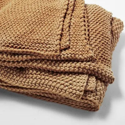 Open Box - Casaluna Chunky Knit Throw Bed Blanket 92x108 Midweight Sweater Knit
