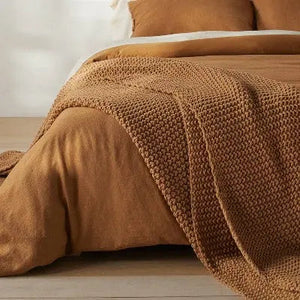 Open Box - Casaluna Chunky Knit Throw Bed Blanket 92x108 Midweight Sweater Knit