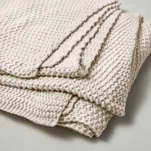 Open Box - Casaluna Chunky Knit Throw Bed Blanket 92x108 Midweight Sweater Knit