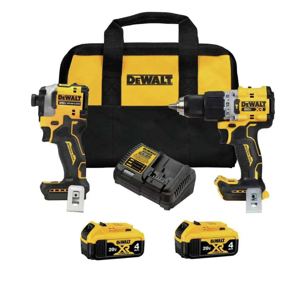 Open Box - DEWALT 20-Volt MAX XR Hammer Drill and ATOMIC Impact Driver Combo Kit (2-Tool) with Two 4 Ah Batteries, Charger and Bag