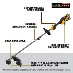 Open Box - DEWALT FLEXVOLT 60-Volt MAX Lithium- Ion Electric Cordless Attachment Capable String Trimmer