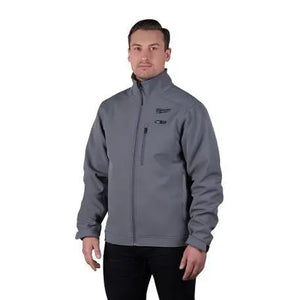 Open Box -  Milwaukee Men's Large M12 12V Lithium-Ion Cordless TOUGHSHELL Gray Heated Jacket Kit with (1) 3.0 Ah Battery and Charger