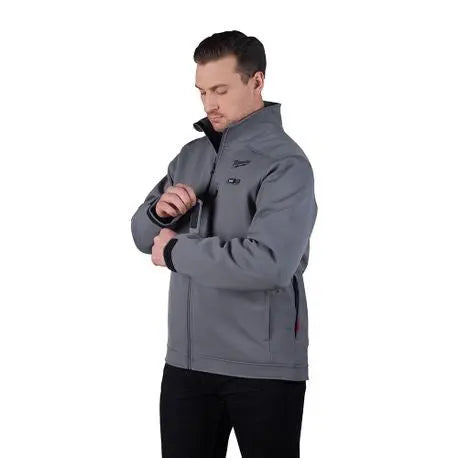 Open Box -  Milwaukee Men's Large M12 12V Lithium-Ion Cordless TOUGHSHELL Gray Heated Jacket Kit with (1) 3.0 Ah Battery and Charger