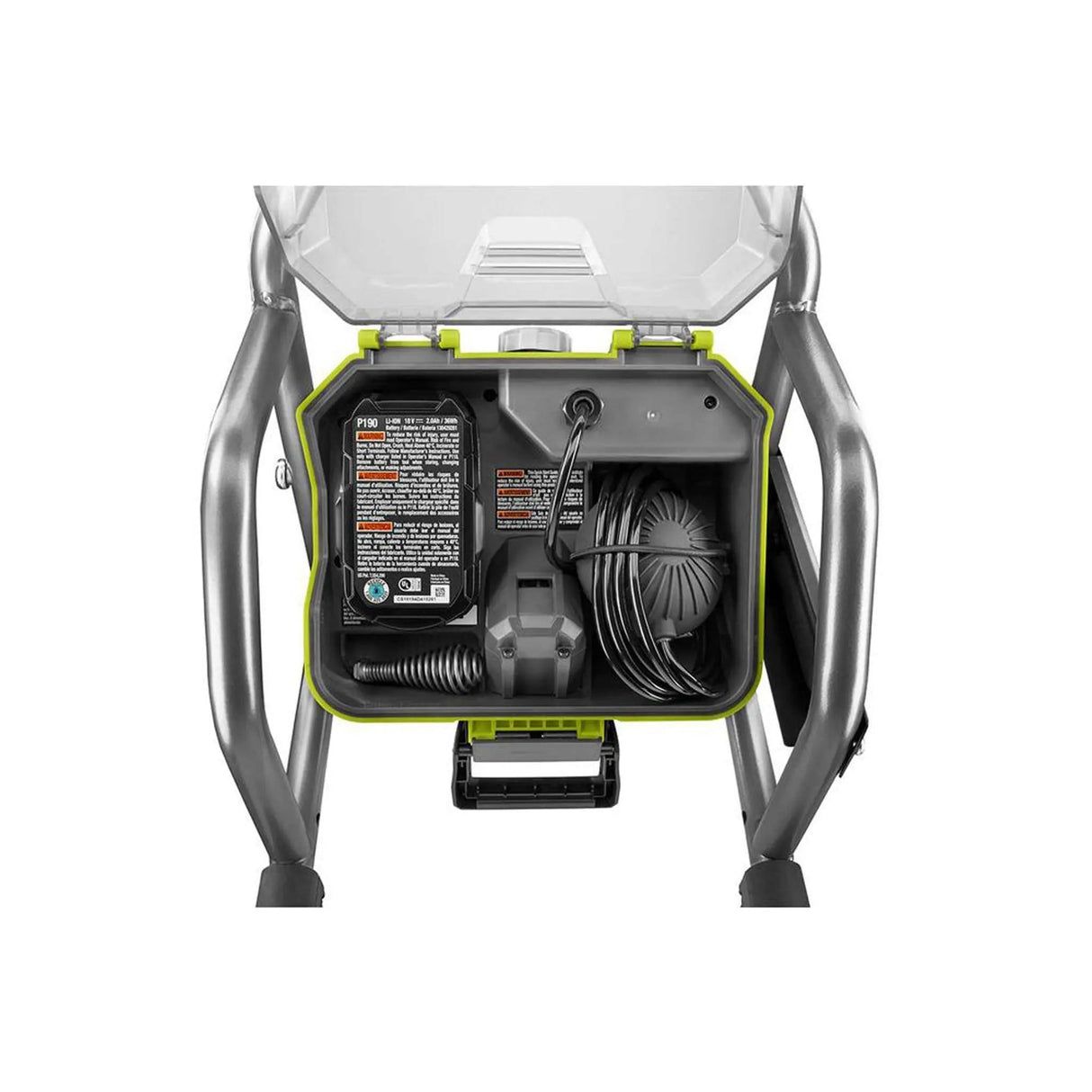 Open Box - RYOBI 18-Volt ONE+ Hybrid Drain Auger Kit with 50 ft. Cable, 2 Ah Battery, 18-Volt Charger, and Accessories