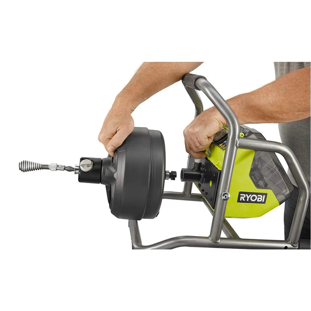 Open Box - RYOBI 18-Volt ONE+ Hybrid Drain Auger Kit with 50 ft. Cable, 2 Ah Battery, 18-Volt Charger, and Accessories