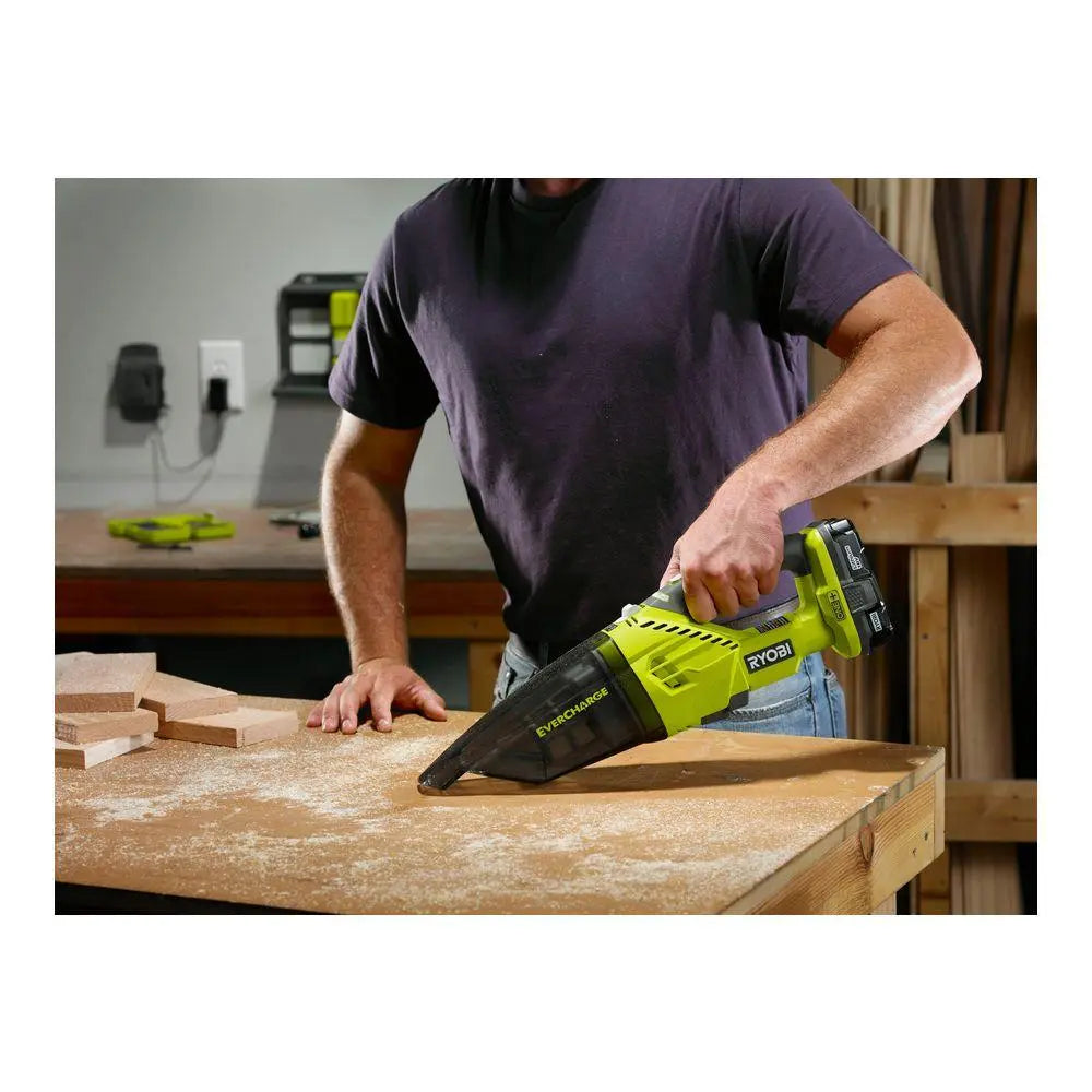 Open Box -  RYOBI 18-Volt ONE+ Lithium-Ion Cordless EVERCHARGE Hand Vacuum Kit