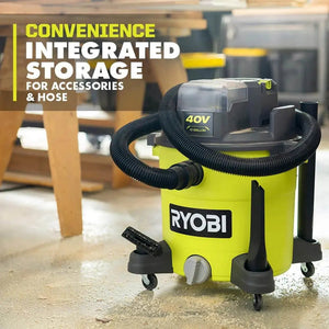 Open Box -  RYOBI 40V 10 Gal. Cordless Wet/Dry Vacuum (Tool Only), Greens