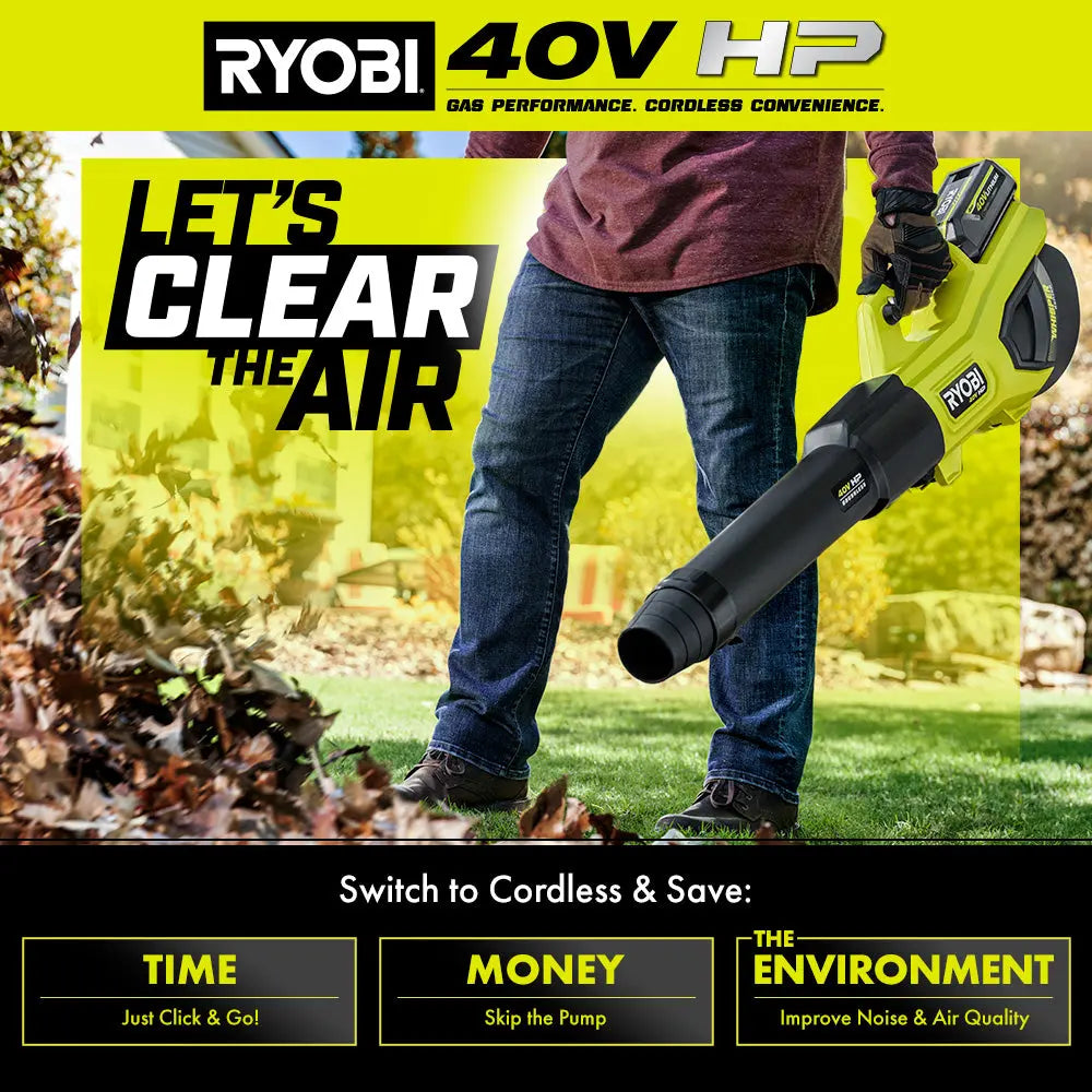 Open Box -  RYOBI 40V HP Brushless Whisper Series 155 MPH 600 CFM Cordless Battery Leaf Blower (Tool Only)
