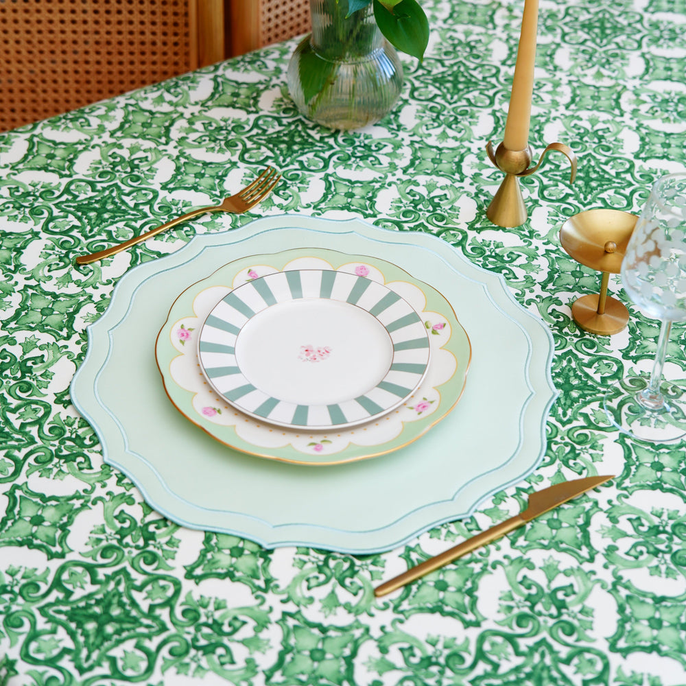 ORCHID LIGHT GREEN SQUARE FAUX LEATHER PLACEMAT
