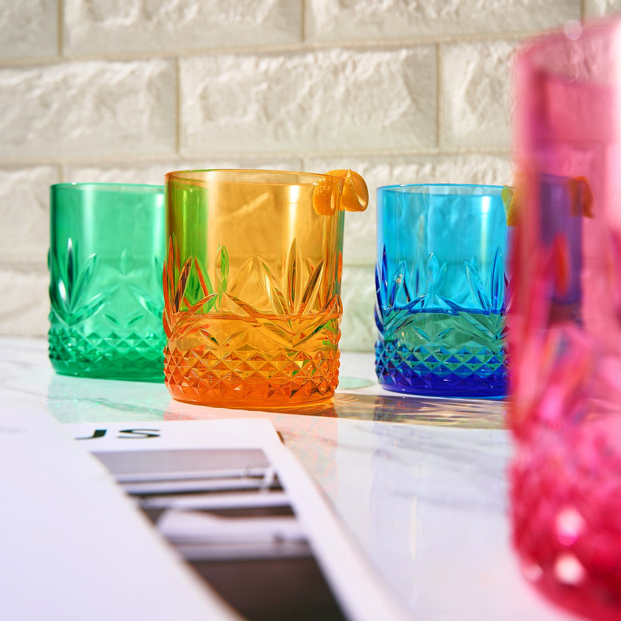 Onix Acrylic Crystal Lowball Glassware, Set of 4