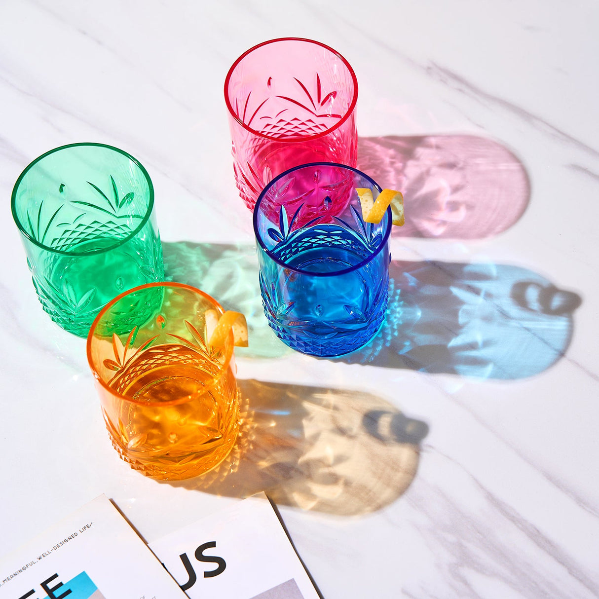 Onix Acrylic Crystal Lowball Glassware, Set of 4