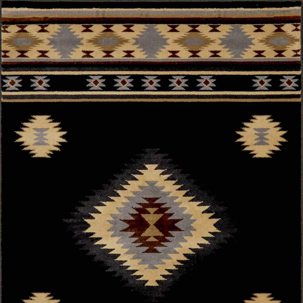 Buckhaven Black Southwestern Area Rug