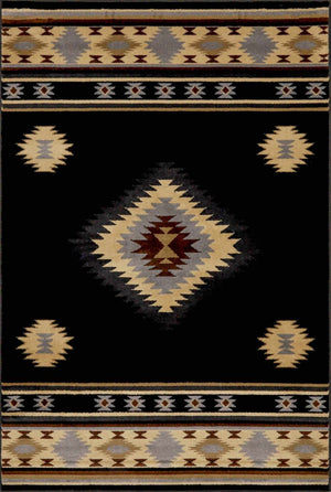 Buckhaven Black Southwestern Area Rug