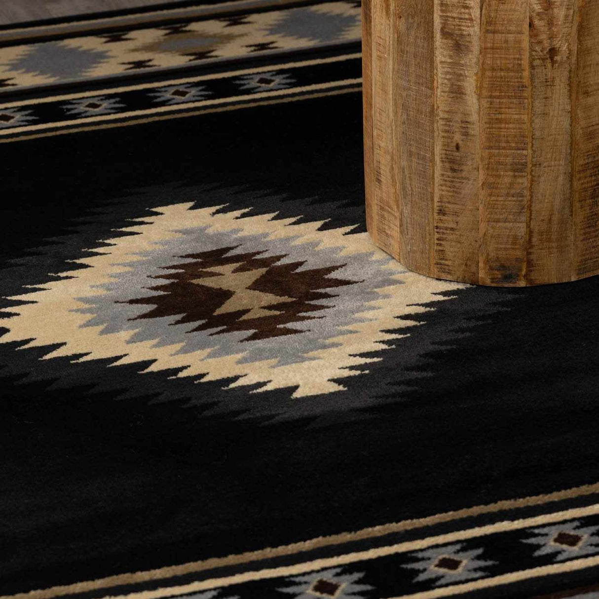 Buckhaven Black Southwestern Area Rug