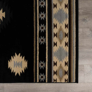 Buckhaven Black Southwestern Area Rug
