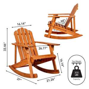 Kiawah outdoor patio classic acacia wood adirondack rocking chair