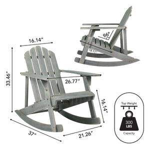 Kiawah outdoor patio classic acacia wood adirondack rocking chair