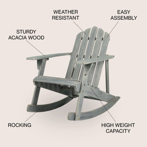 Kiawah outdoor patio classic acacia wood adirondack rocking chair