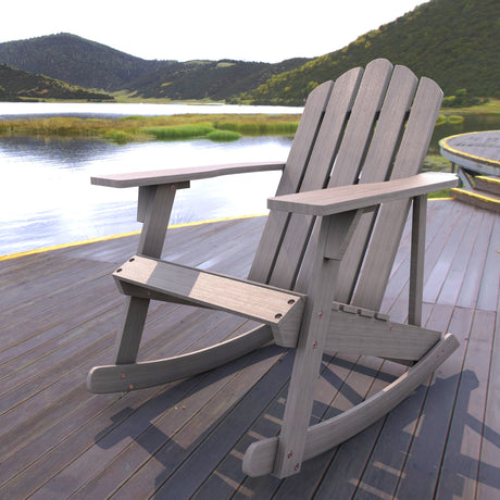 Kiawah outdoor patio classic acacia wood adirondack rocking chair