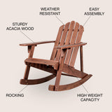Kiawah outdoor patio classic acacia wood adirondack rocking chair