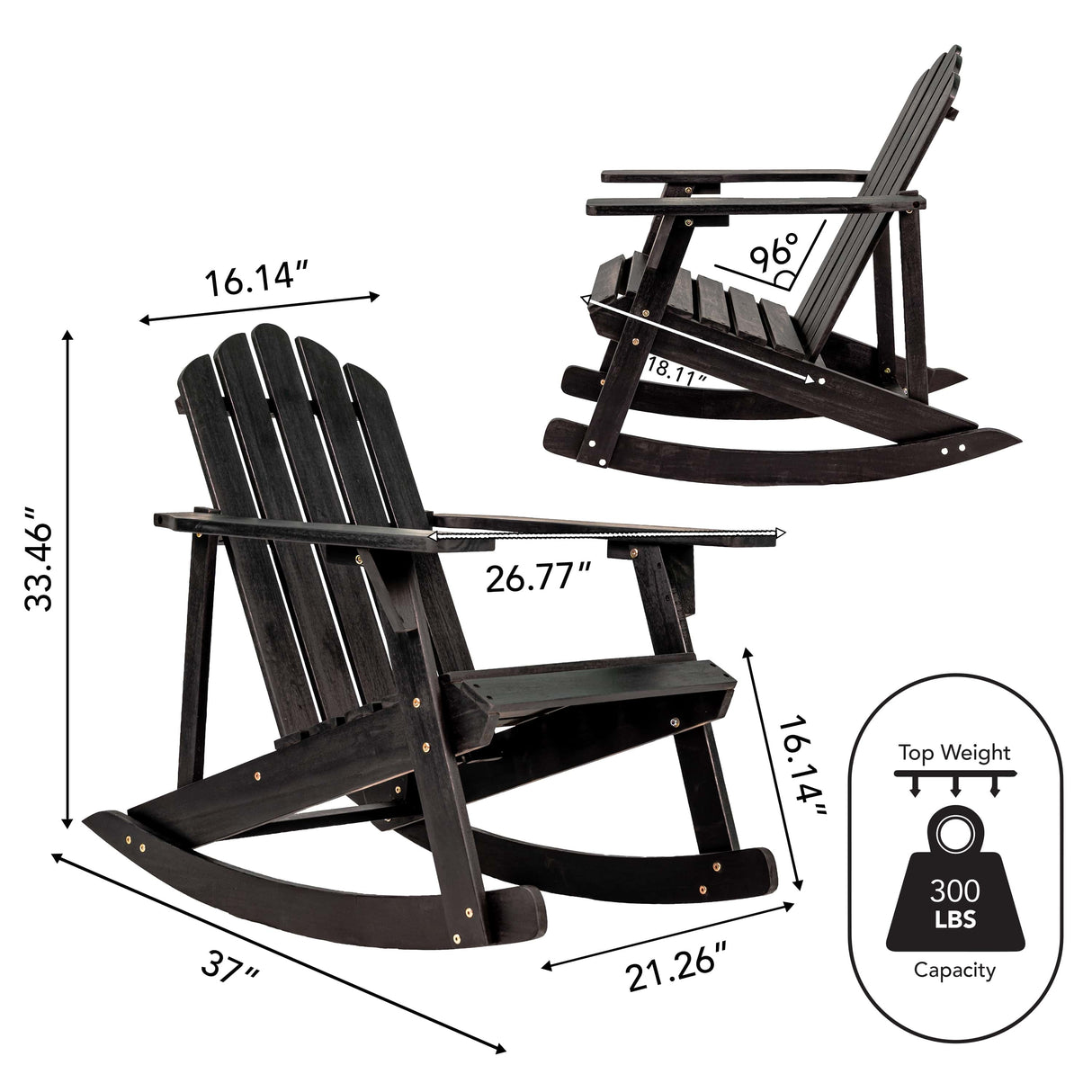 Kiawah outdoor patio classic acacia wood adirondack rocking chair