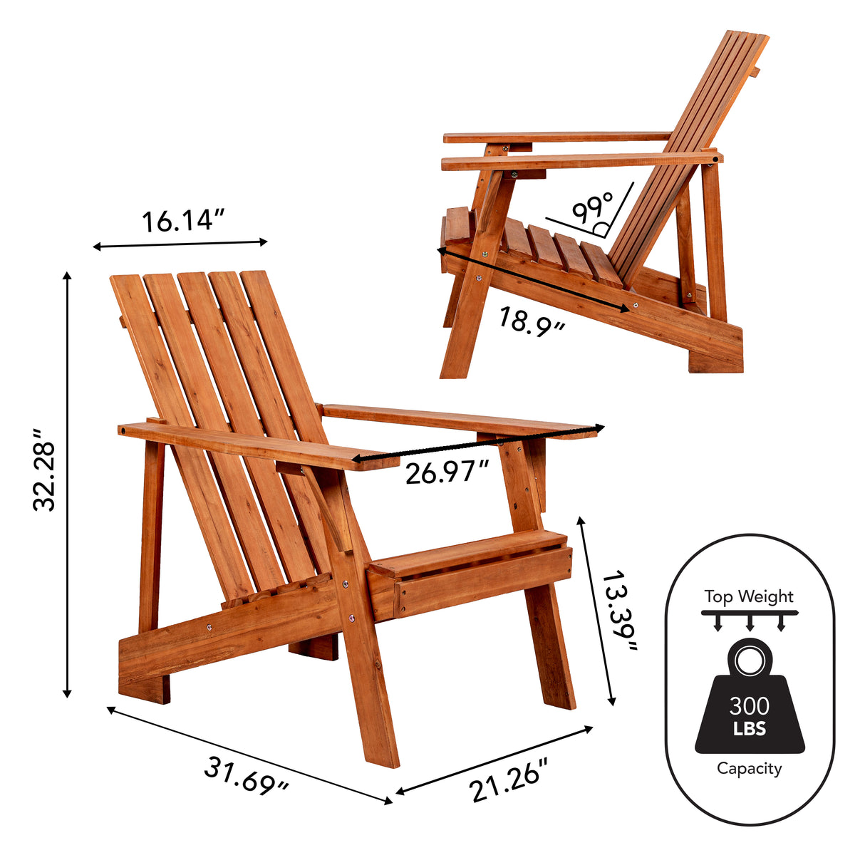 Irving outdoor patio modern acacia wood adirondack chair